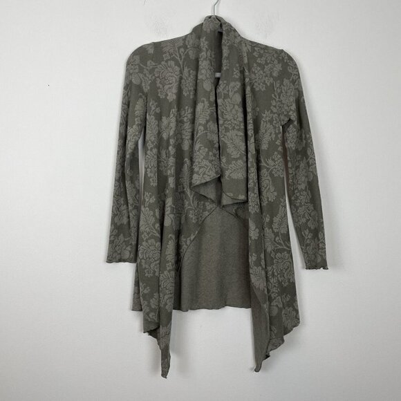 Knox Rose Green Floral Draped Front Open Cardigan Size XS - Picture 1 of 8